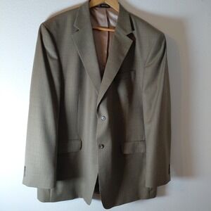 Stafford Blazer Men 46L Brown Green Houndstooth Wool Blend Jacket Coat Blazer